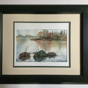 Original water color painting framed signed Hlona Brown wall art home decor